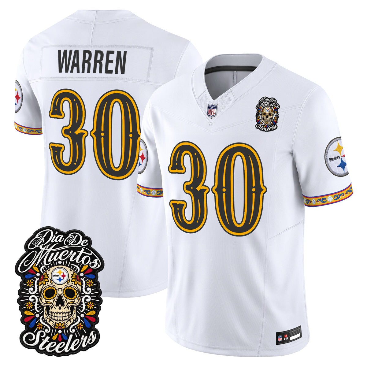 Men's Pittsburgh Steelers Día de los Muertos Vapor Limited Jersey - All Stitched