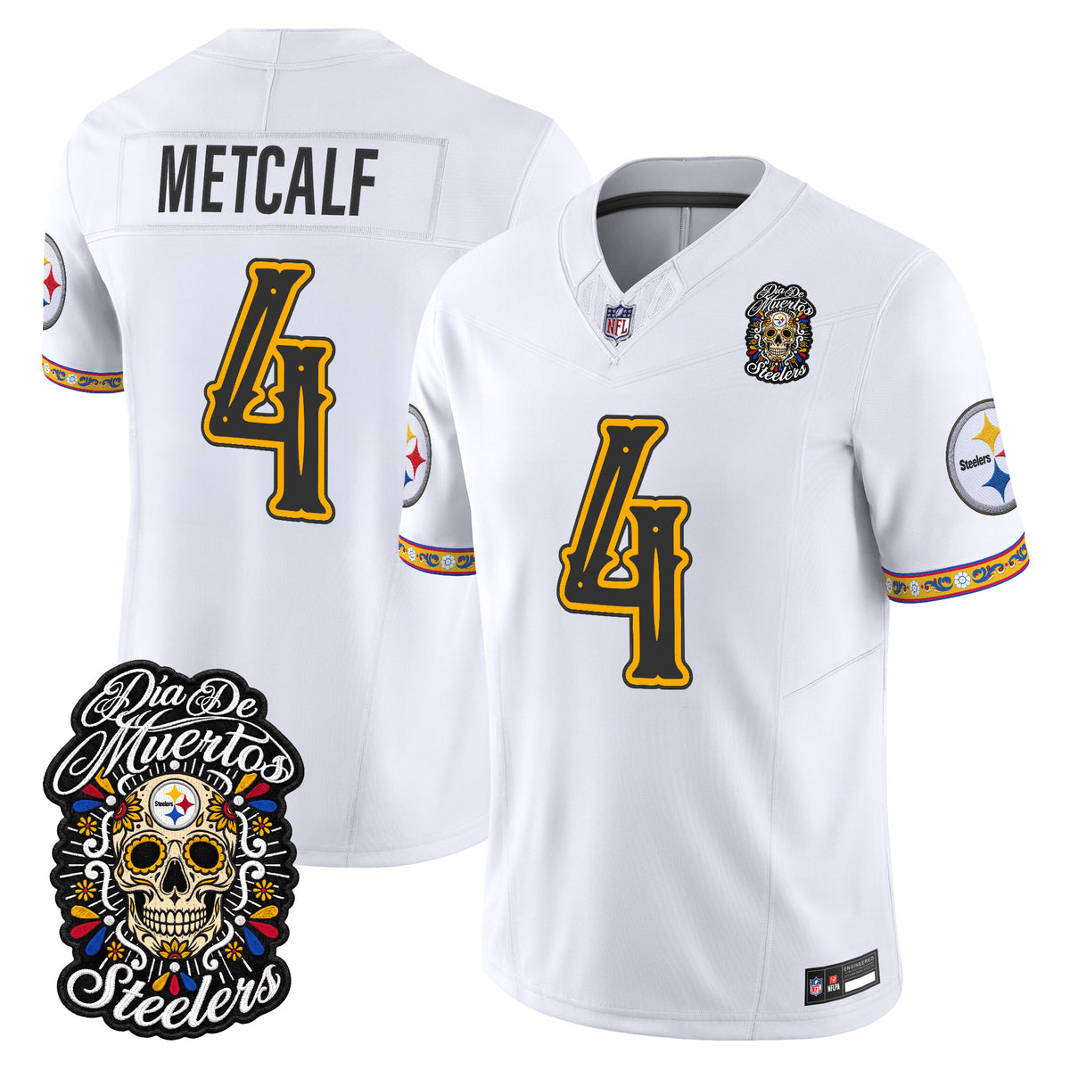 Men's Pittsburgh Steelers Día de los Muertos Vapor Limited Jersey - All Stitched