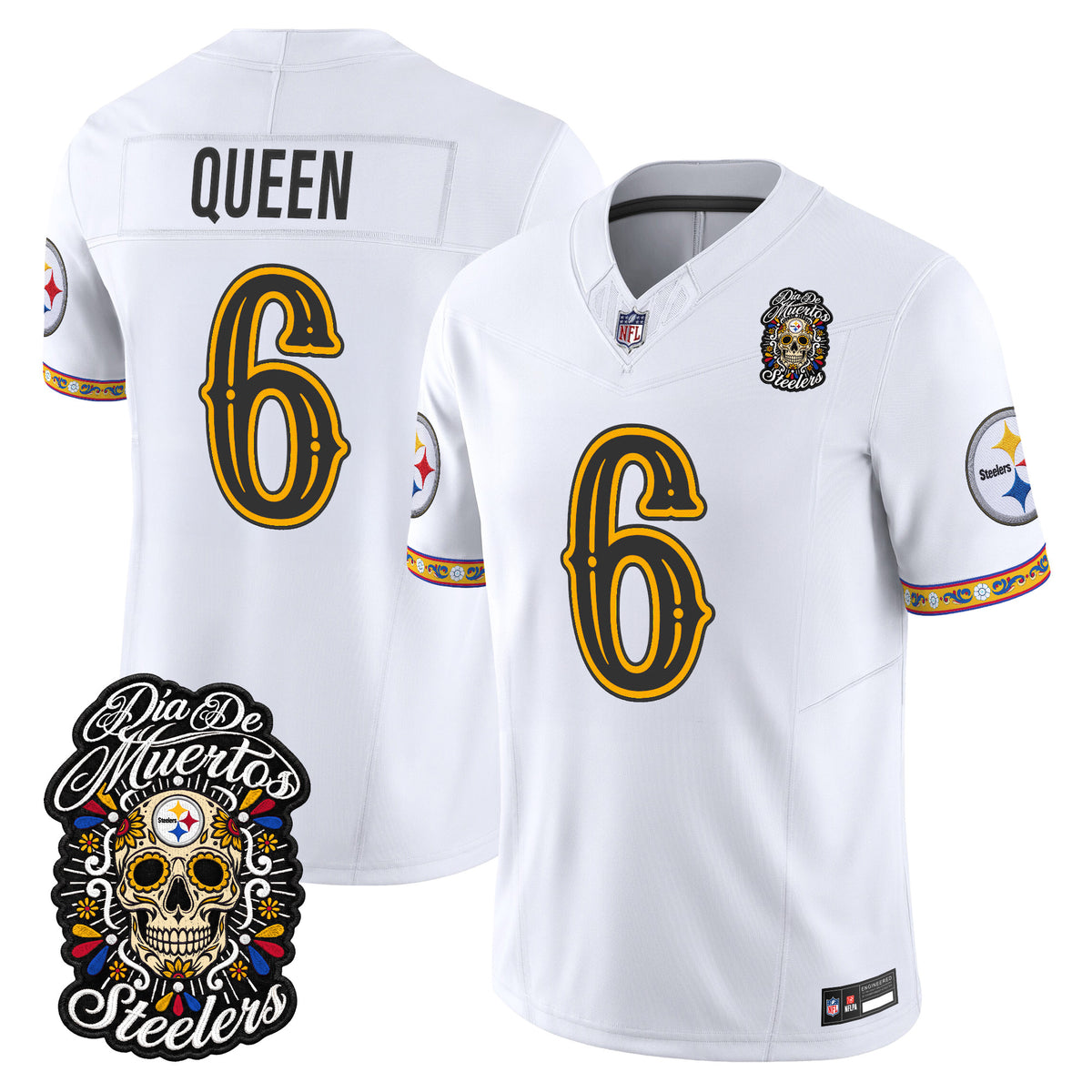 Men's Pittsburgh Steelers Día de los Muertos Vapor Limited Jersey - All Stitched