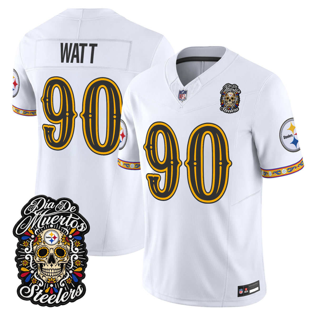 Men's Pittsburgh Steelers Día de los Muertos Vapor Limited Jersey - All Stitched