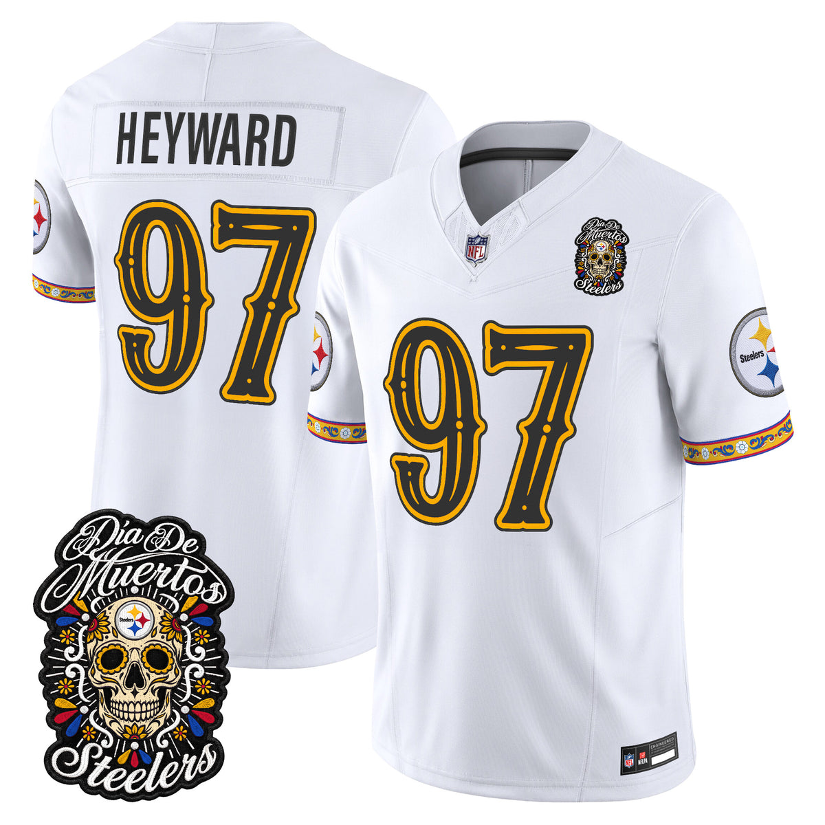 Men's Pittsburgh Steelers Día de los Muertos Vapor Limited Jersey - All Stitched