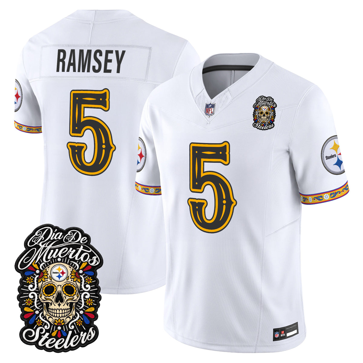 Men's Pittsburgh Steelers Día de los Muertos Vapor Limited Jersey - All Stitched