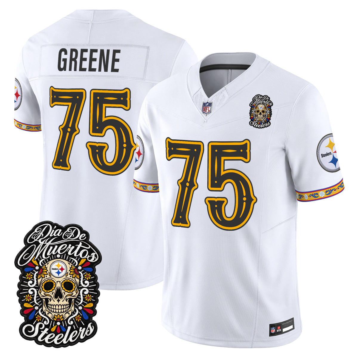 Men's Pittsburgh Steelers Día de los Muertos Vapor Limited Jersey - All Stitched