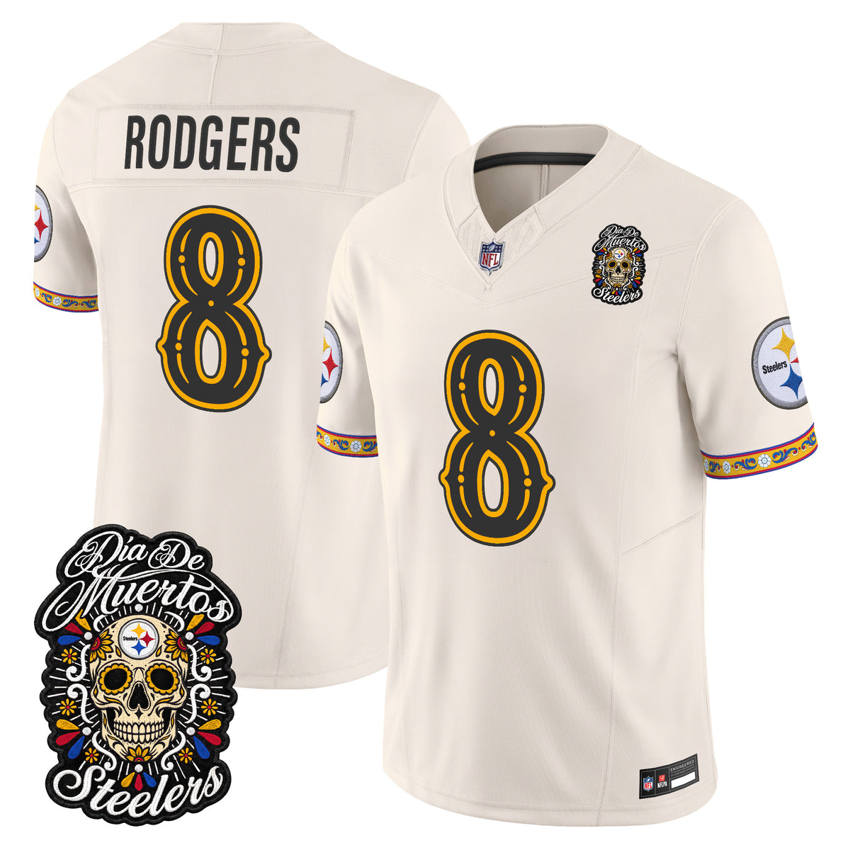 Men's Pittsburgh Steelers Día de los Muertos Vapor Limited Jersey - All Stitched