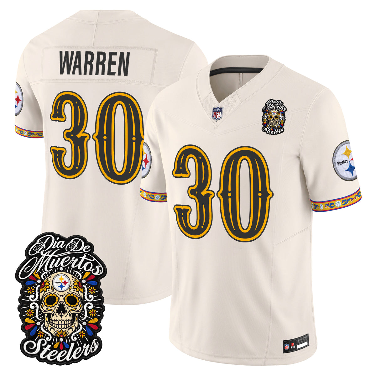 Men's Pittsburgh Steelers Día de los Muertos Vapor Limited Jersey - All Stitched