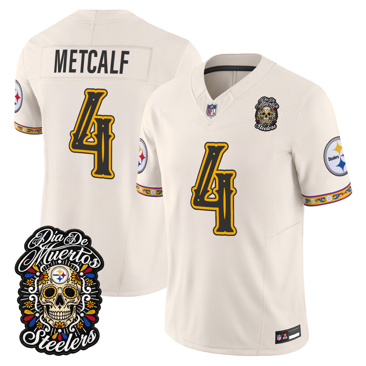 Men's Pittsburgh Steelers Día de los Muertos Vapor Limited Jersey - All Stitched