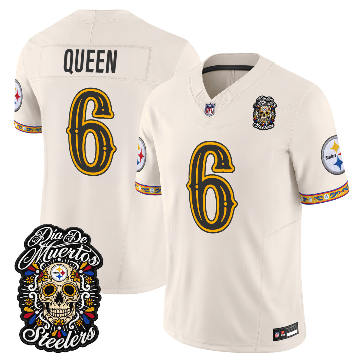 Men's Pittsburgh Steelers Día de los Muertos Vapor Limited Jersey - All Stitched