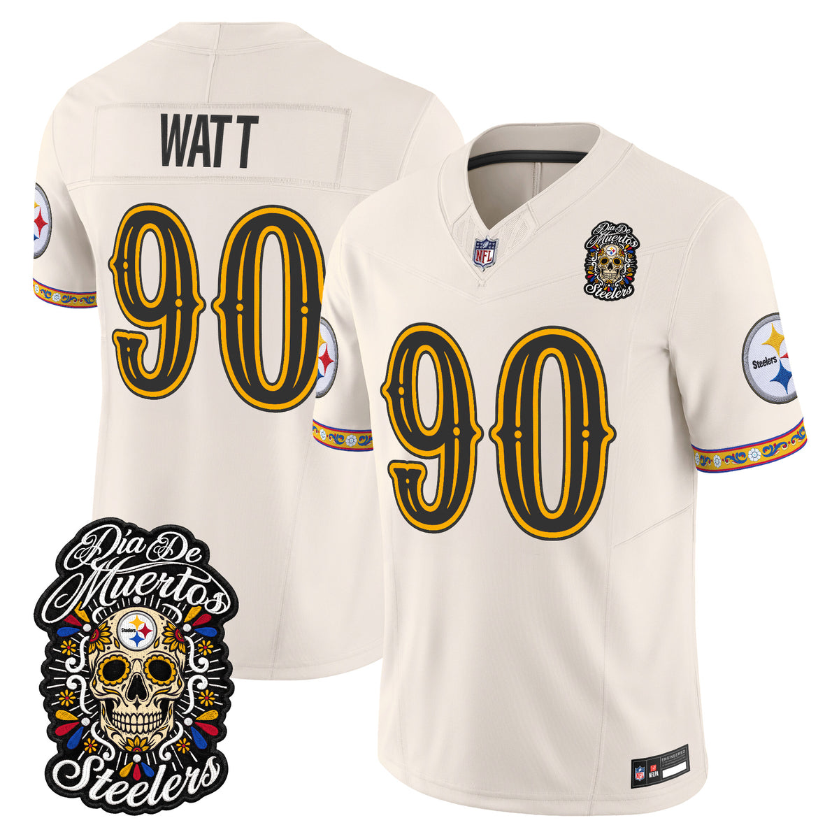 Men's Pittsburgh Steelers Día de los Muertos Vapor Limited Jersey - All Stitched