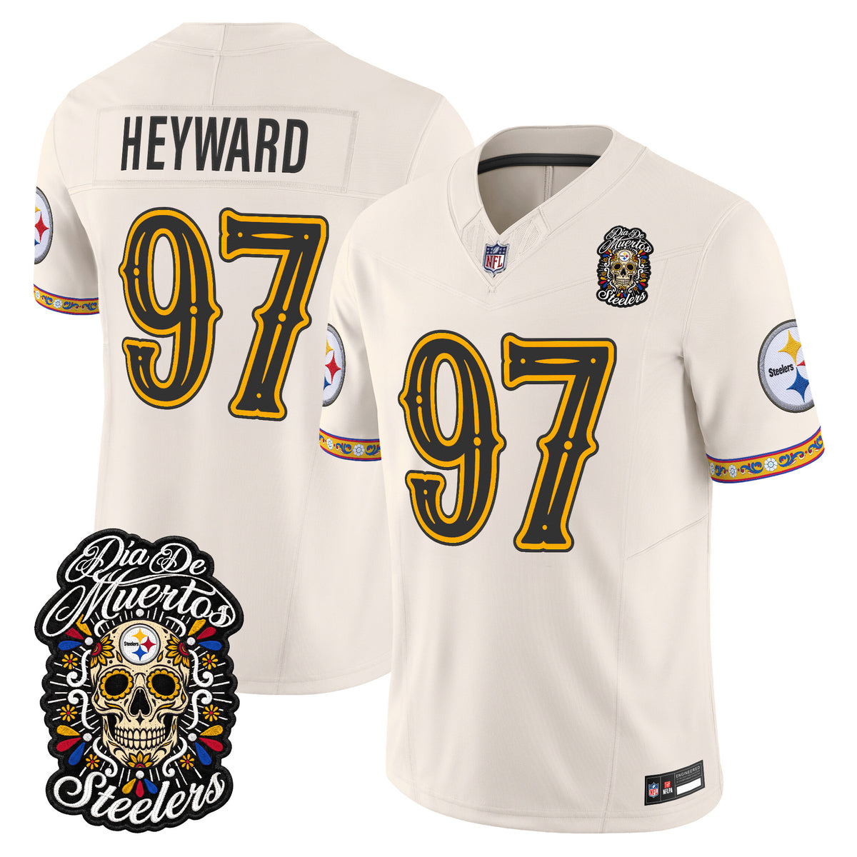Men's Pittsburgh Steelers Día de los Muertos Vapor Limited Jersey - All Stitched