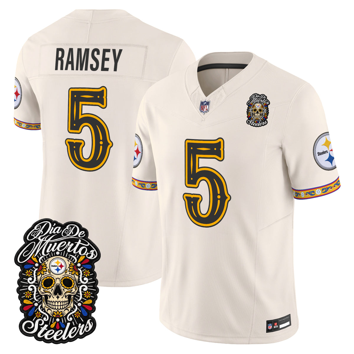 Men's Pittsburgh Steelers Día de los Muertos Vapor Limited Jersey - All Stitched
