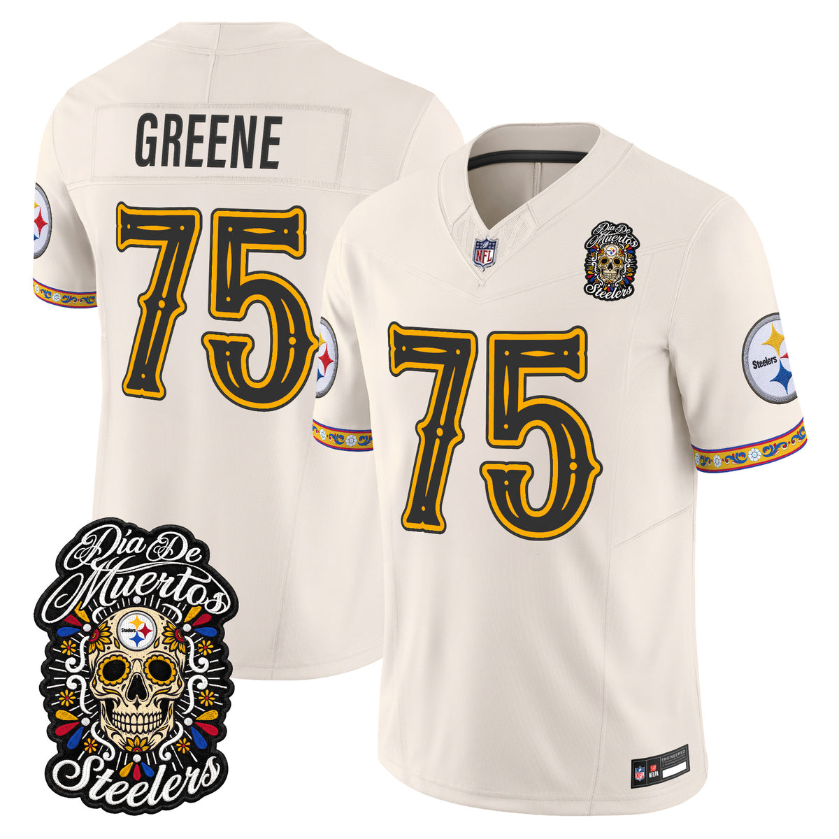 Men's Pittsburgh Steelers Día de los Muertos Vapor Limited Jersey - All Stitched