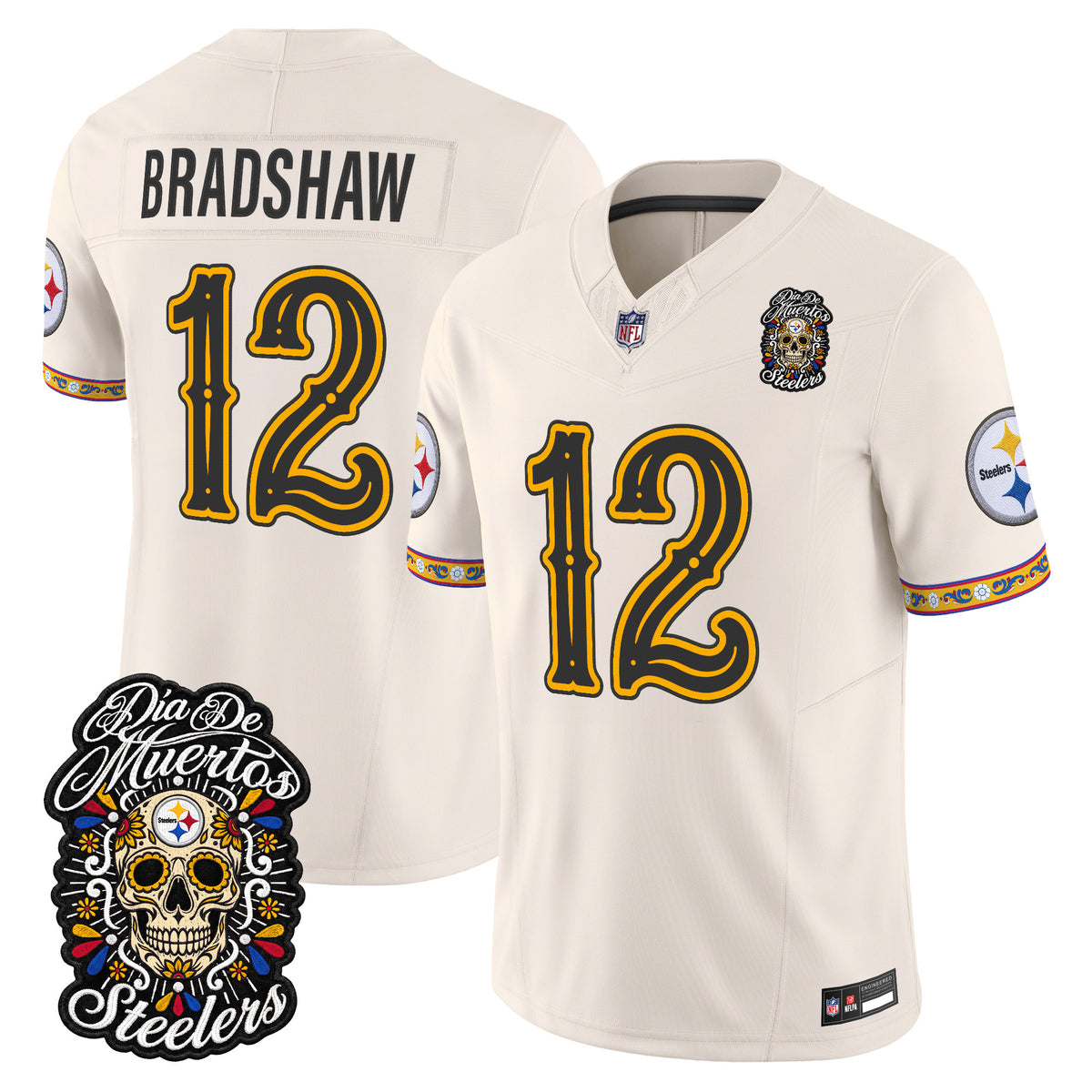 Men's Pittsburgh Steelers Día de los Muertos Vapor Limited Jersey - All Stitched