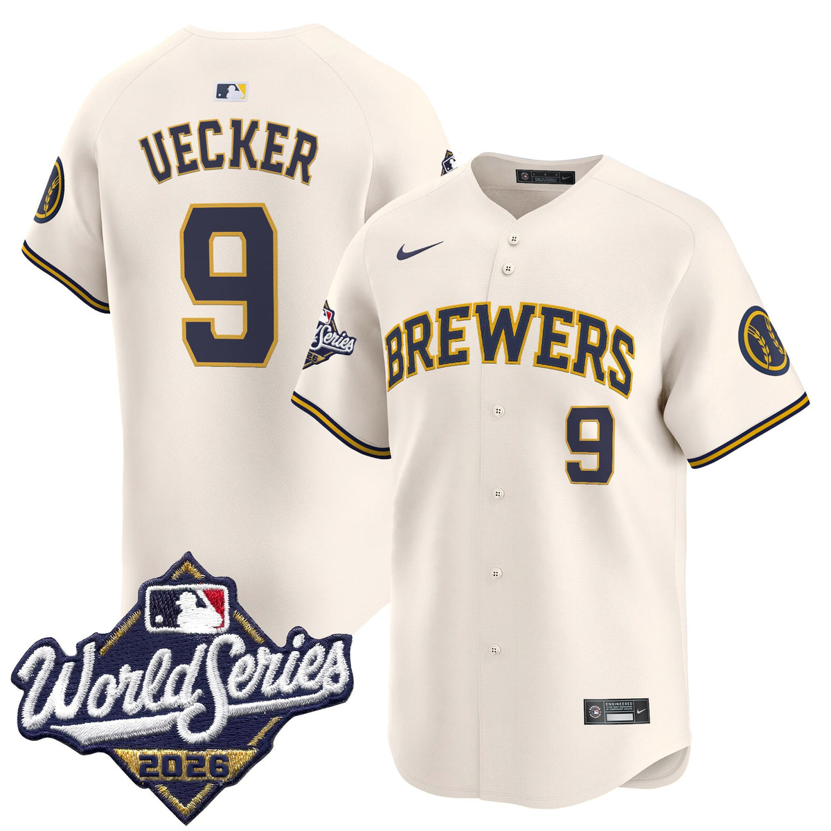 Men's Milwaukee Brewers 2026 World Series Vapor Premier Limited Jersey - All Stitched - Cream - Bob Uecker