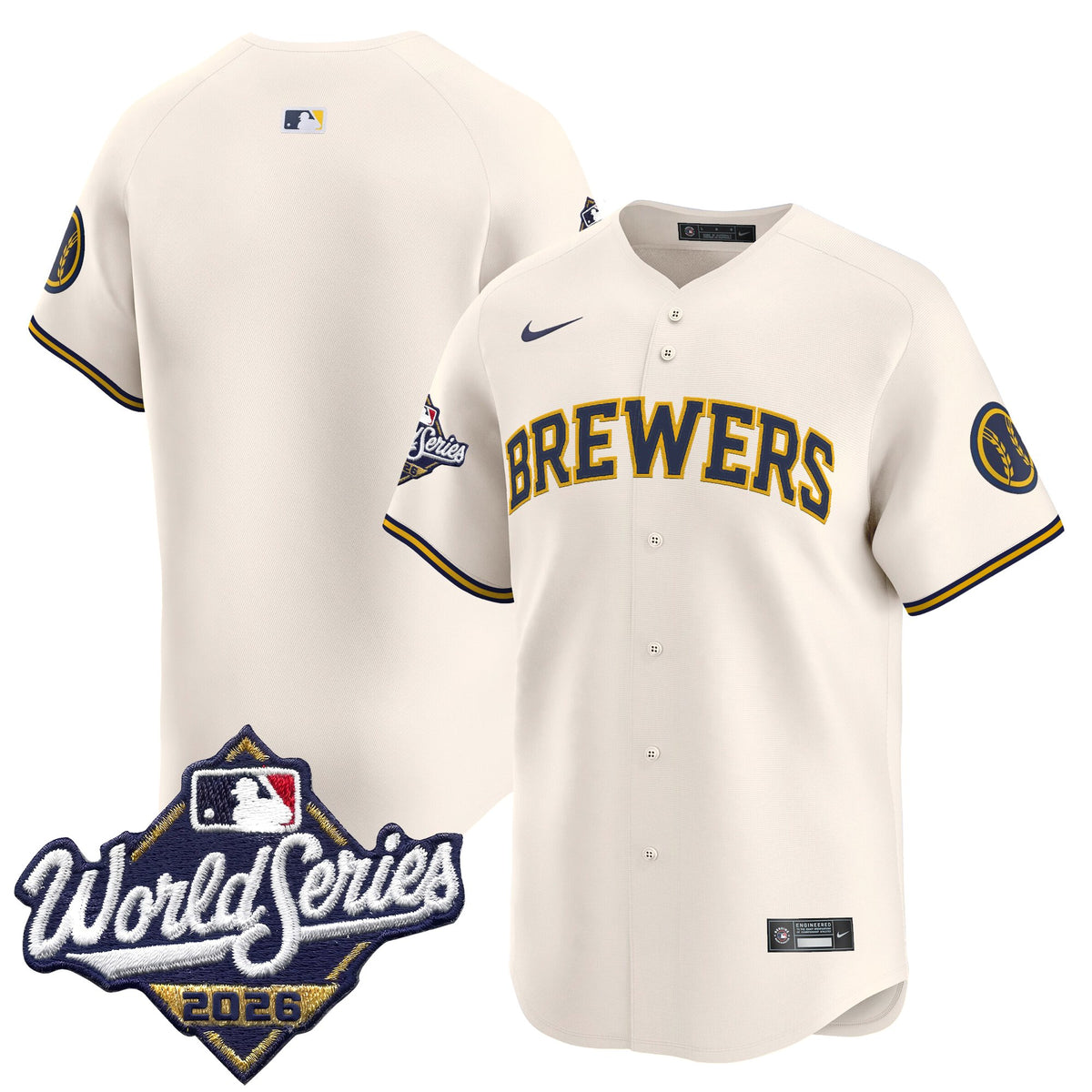 Men's Milwaukee Brewers 2026 World Series Vapor Premier Limited Jersey - All Stitched - Cream - Team