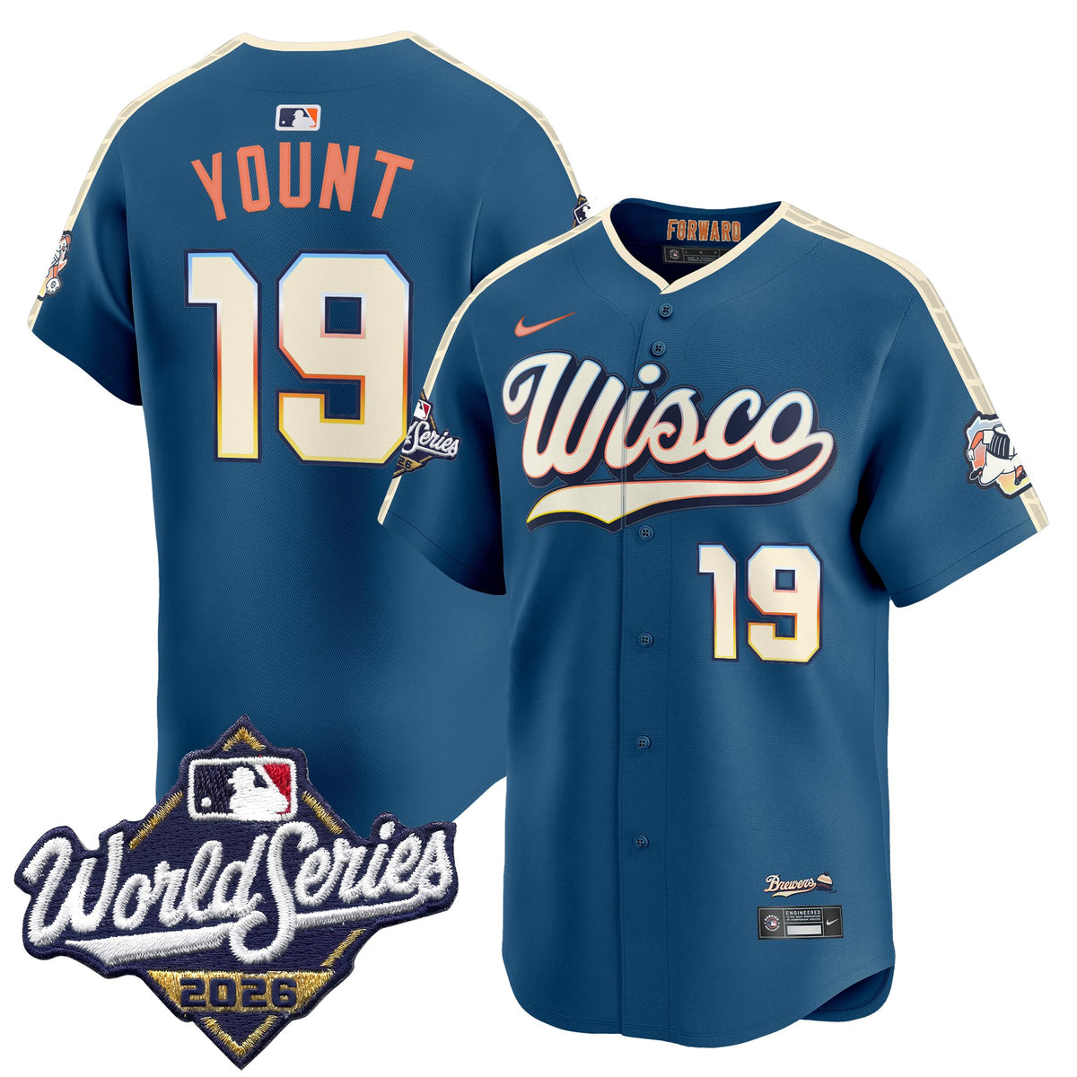 Men's Milwaukee Brewers 2026 World Series Vapor Premier Limited Jersey - All Stitched - City Connect - Robin Yount