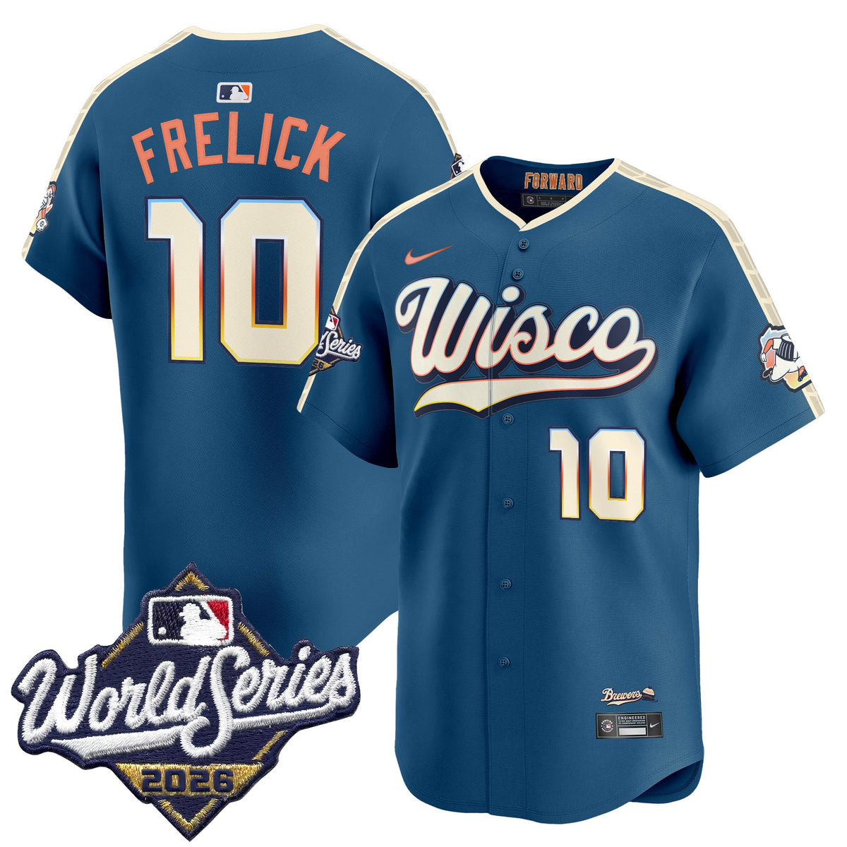 Men's Milwaukee Brewers 2026 World Series Vapor Premier Limited Jersey - All Stitched - City Connect - Sal Frelick