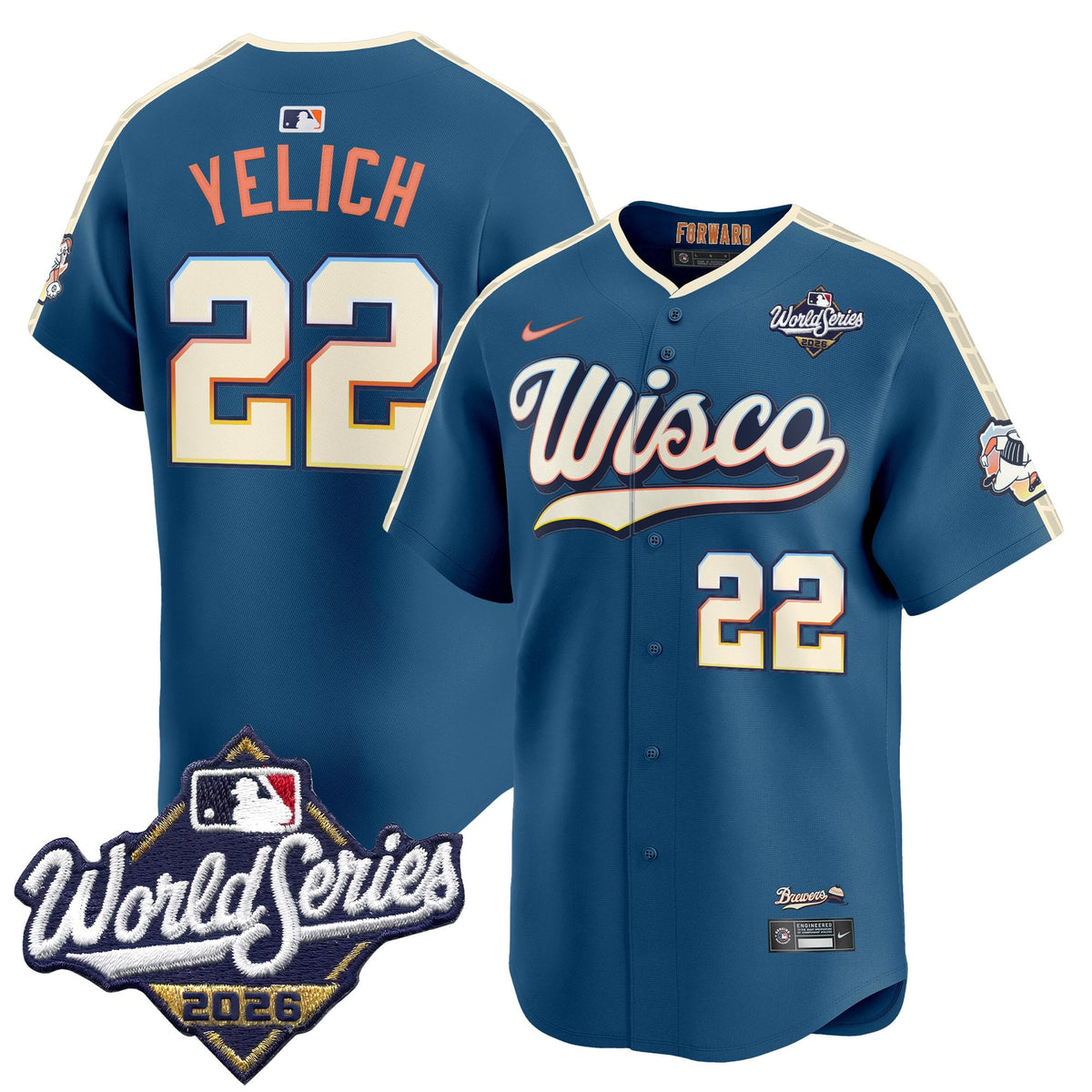 Men's Milwaukee Brewers 2026 World Series Vapor Premier Limited Jersey V2 - All Stitched - City Connect - Christian Yelich
