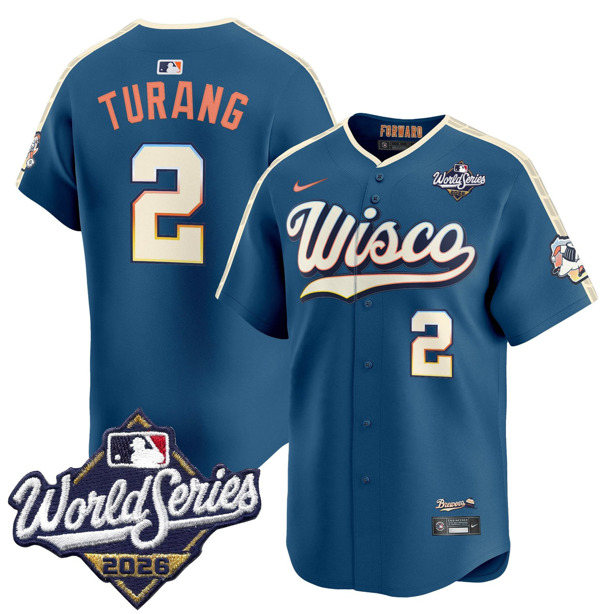 Men's Milwaukee Brewers 2026 World Series Vapor Premier Limited Jersey V2 - All Stitched - City Connect - Brice Turang
