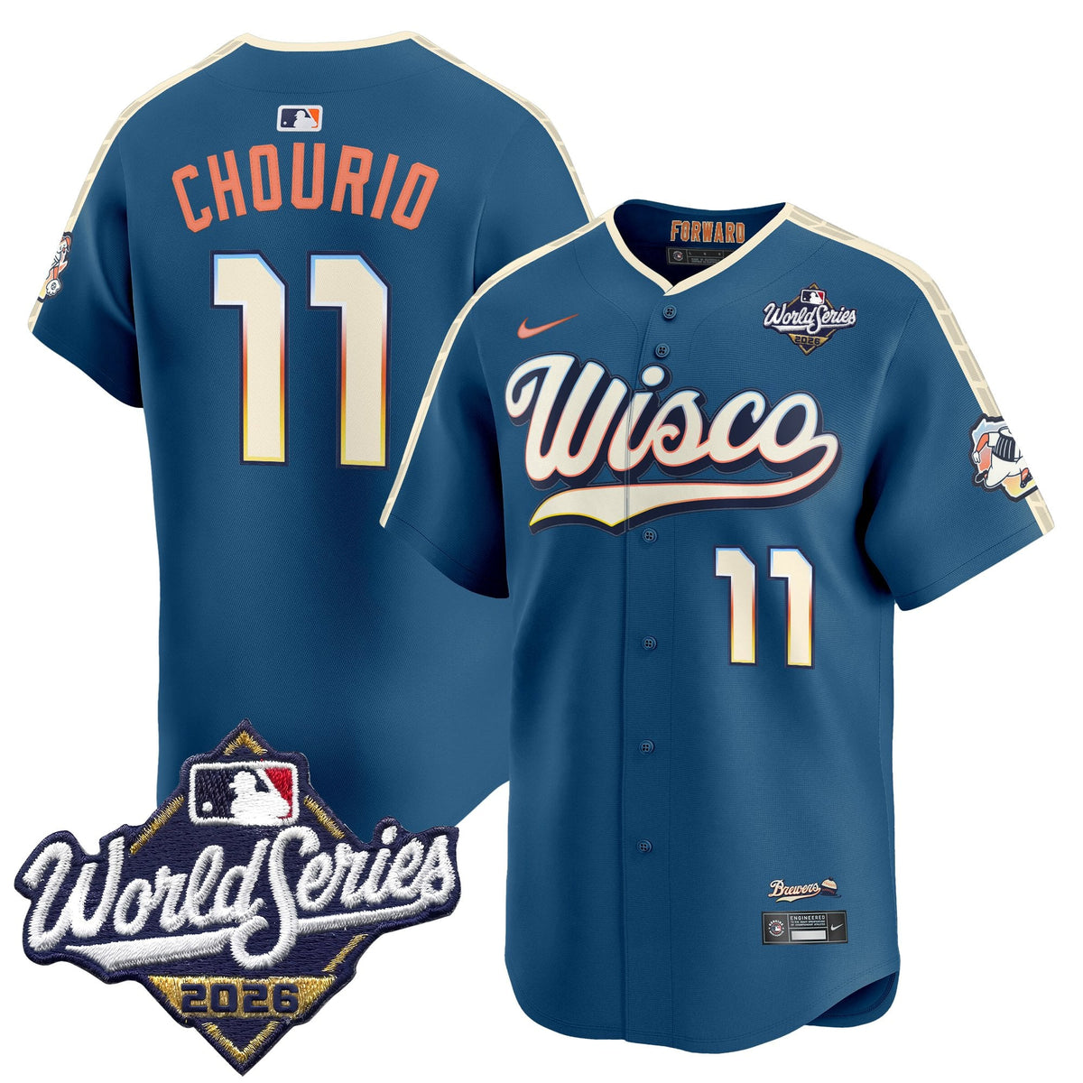 Men's Milwaukee Brewers 2026 World Series Vapor Premier Limited Jersey V2 - All Stitched - City Connect - Jackson Chourio