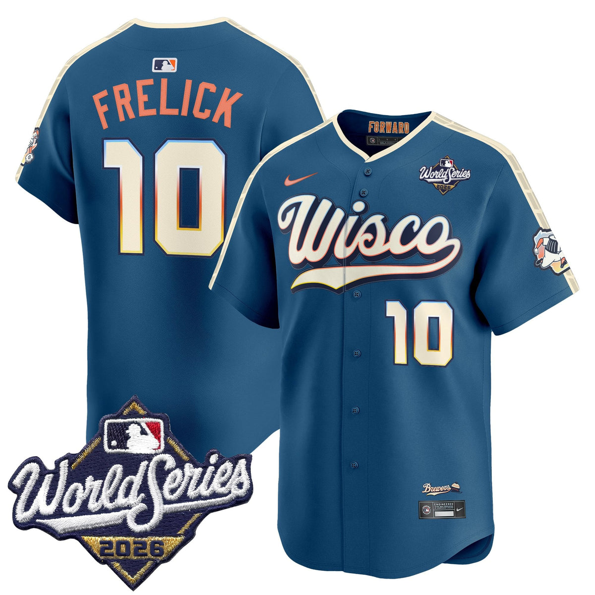 Men's Milwaukee Brewers 2026 World Series Vapor Premier Limited Jersey V2 - All Stitched - City Connect - Sal Frelick