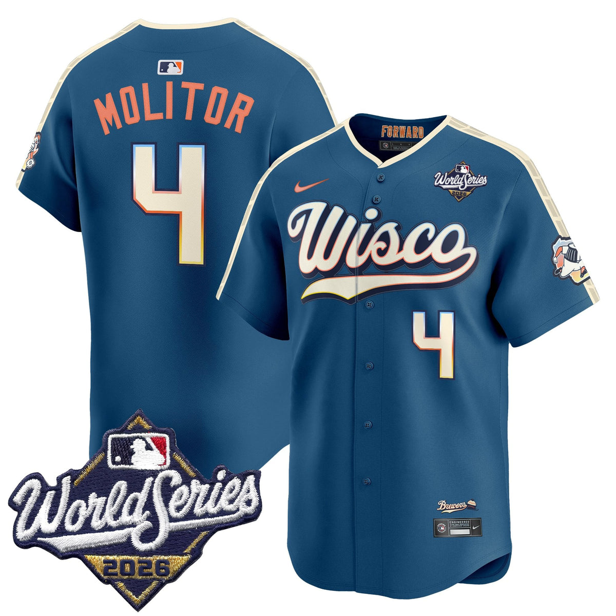 Men's Milwaukee Brewers 2026 World Series Vapor Premier Limited Jersey V2 - All Stitched - City Connect - Paul Molitor