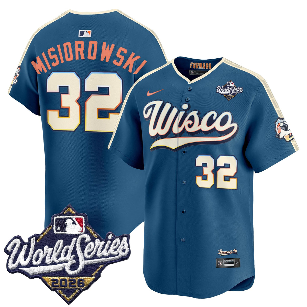 Men's Milwaukee Brewers 2026 World Series Vapor Premier Limited Jersey V2 - All Stitched - City Connect - Jacob Misiorowski