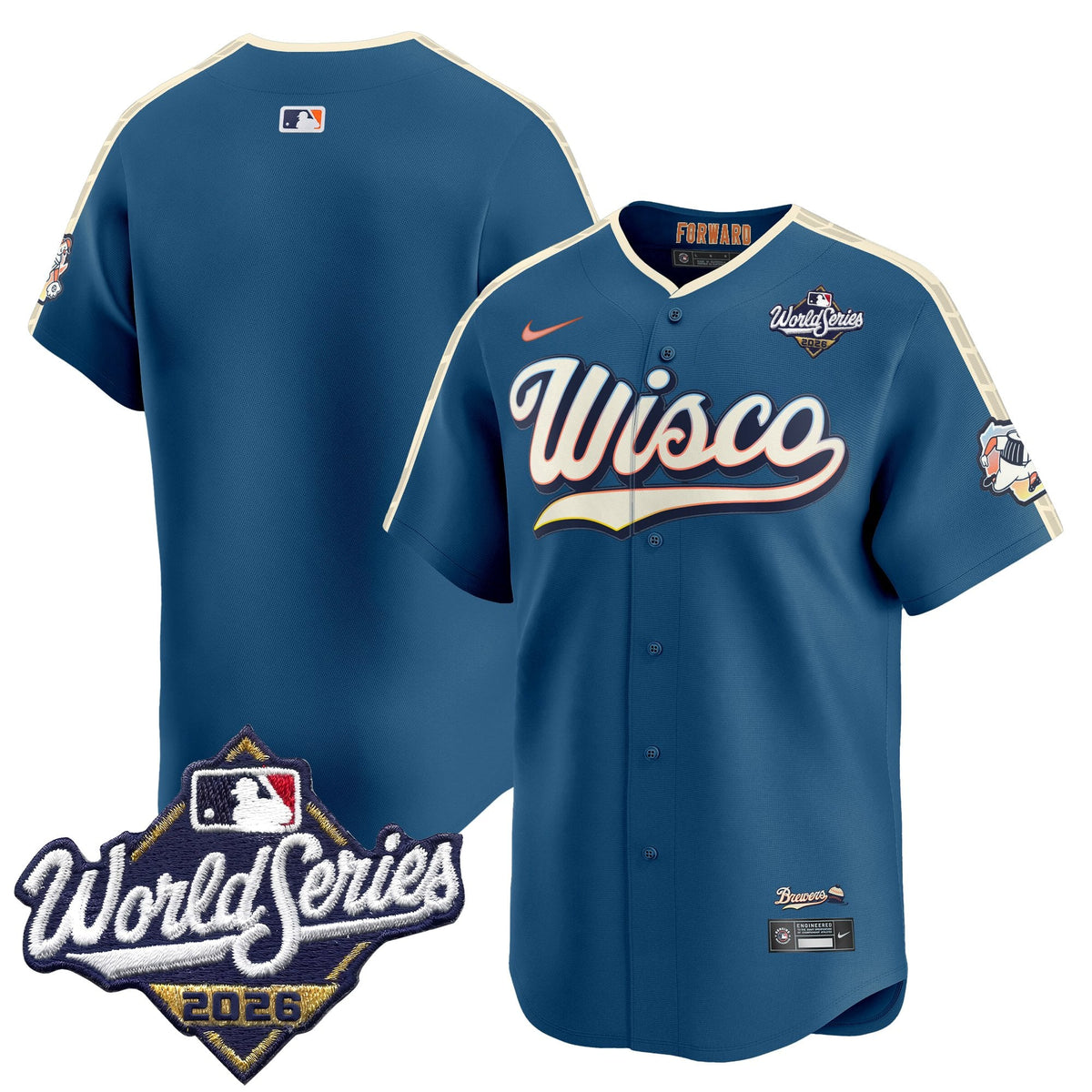 Men's Milwaukee Brewers 2026 World Series Vapor Premier Limited Jersey V2 - All Stitched - City Connect - Team