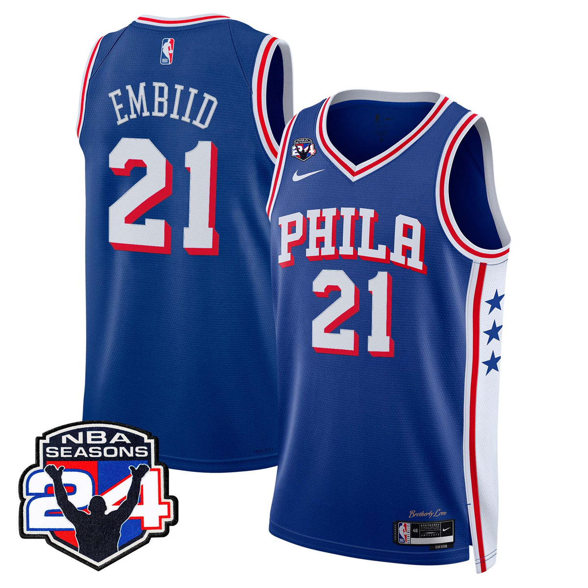 Men's Philadelphia 76ers Swingman Jersey - 24th Season Patch - All Stitched