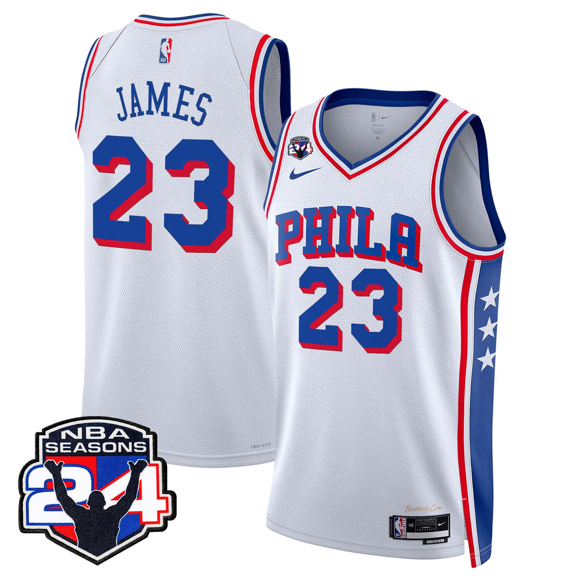 Men's Philadelphia 76ers Swingman Jersey - 24th Season Patch - All Stitched