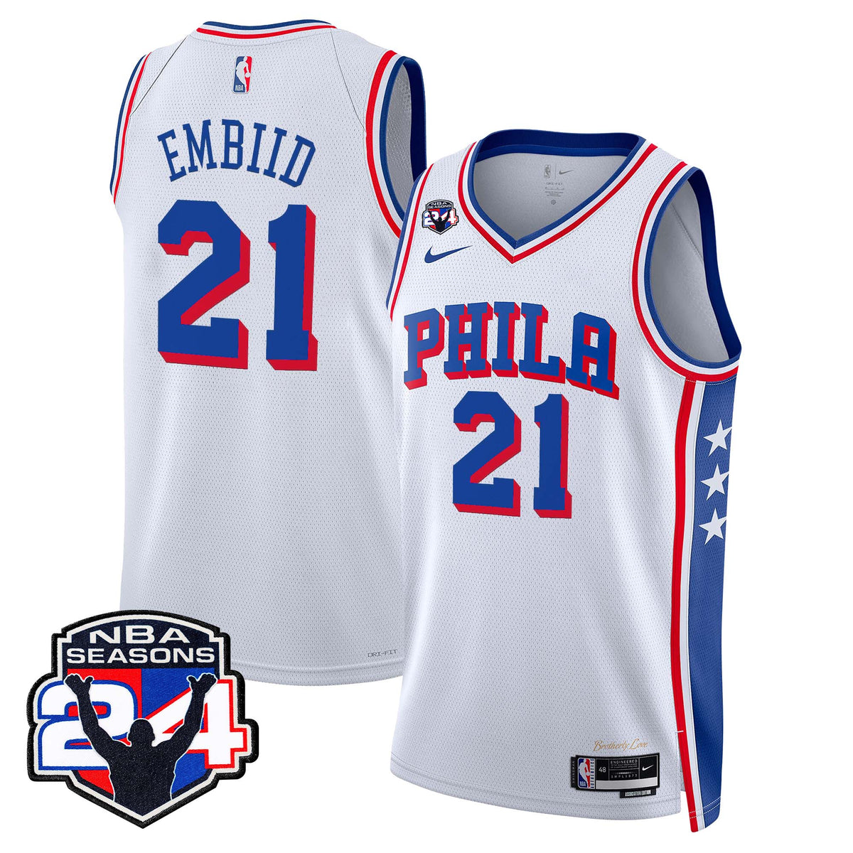 Men's Philadelphia 76ers Swingman Jersey - 24th Season Patch - All Stitched