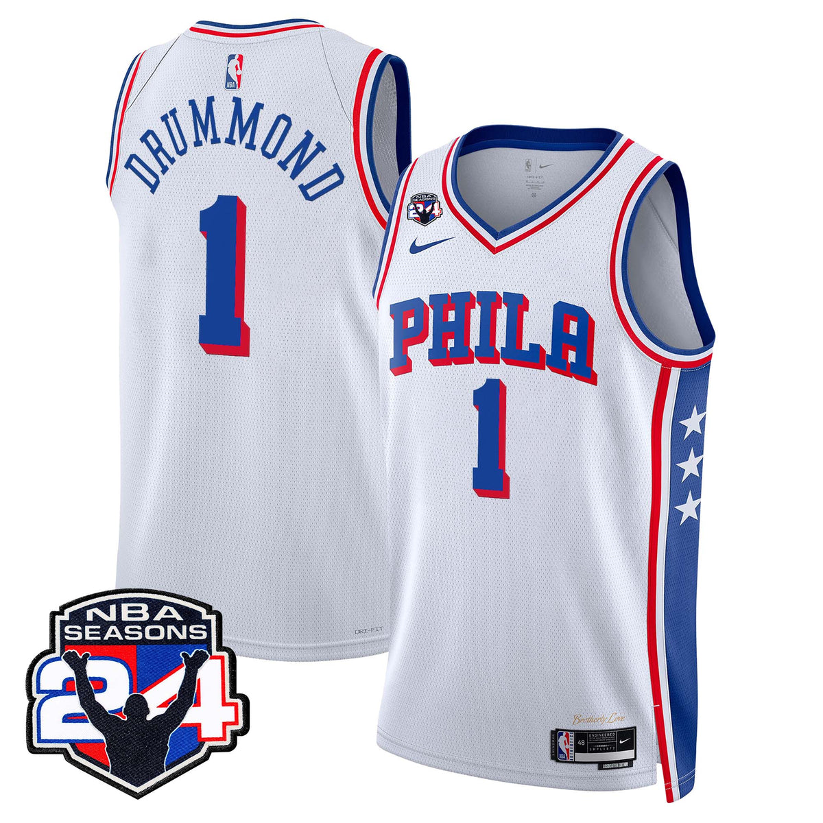 Men's Philadelphia 76ers Swingman Jersey - 24th Season Patch - All Stitched