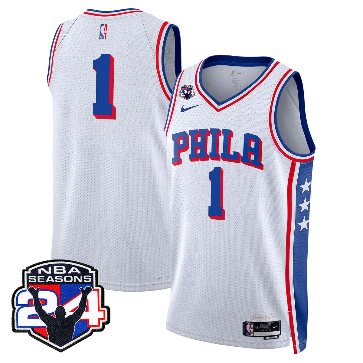 Men's Philadelphia 76ers Swingman Jersey - 24th Season Patch - All Stitched