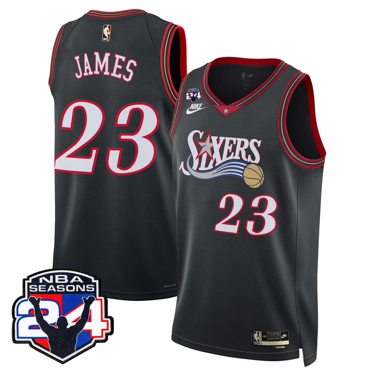 Men's Philadelphia 76ers Swingman Jersey - 24th Season Patch - All Stitched