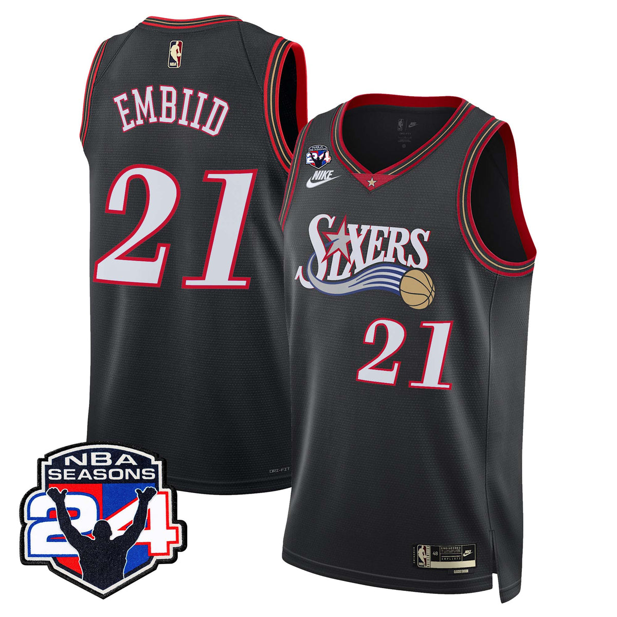 Men's Philadelphia 76ers Swingman Jersey - 24th Season Patch - All Stitched