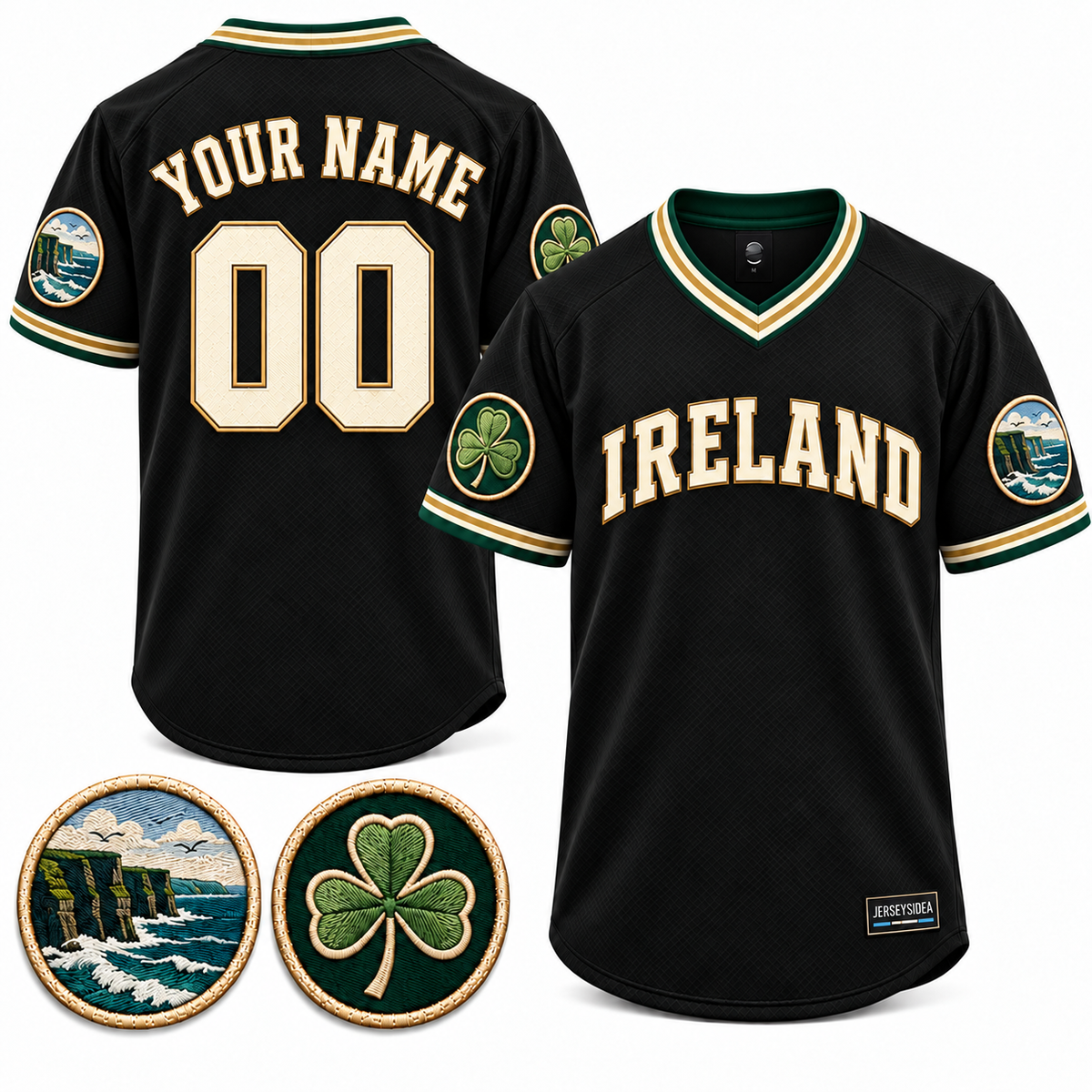 Ireland Atlantic Heritage Custom Soccer Jersey - All Stitched - Black product image