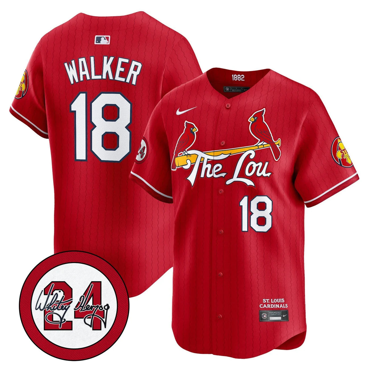 Men's St. Louis Cardinals Whitey Herzog Patch Vapor Premier Limited Jersey - All Stitched