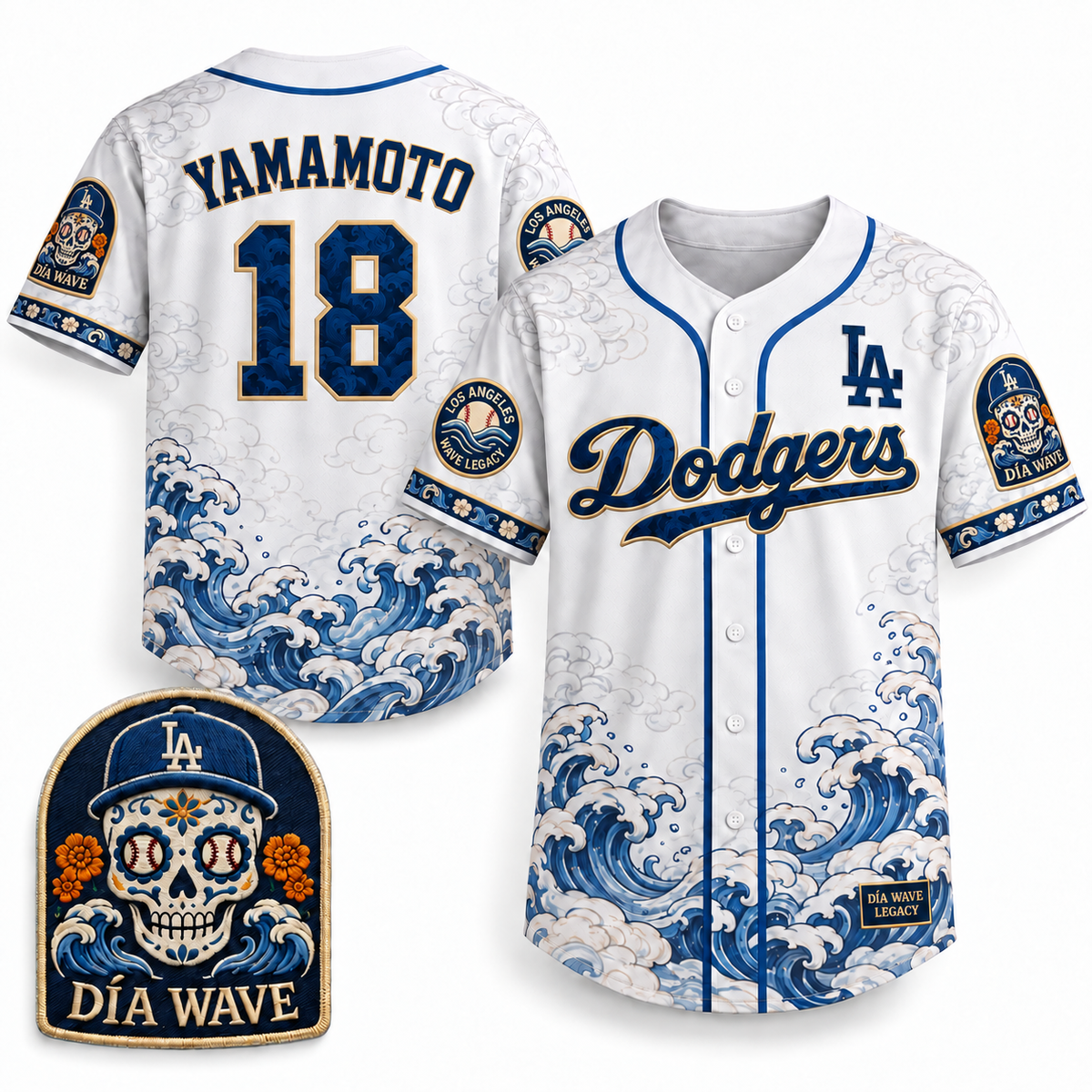 Los Angeles Día Wave Legacy Baseball Jersey - All Stitched
