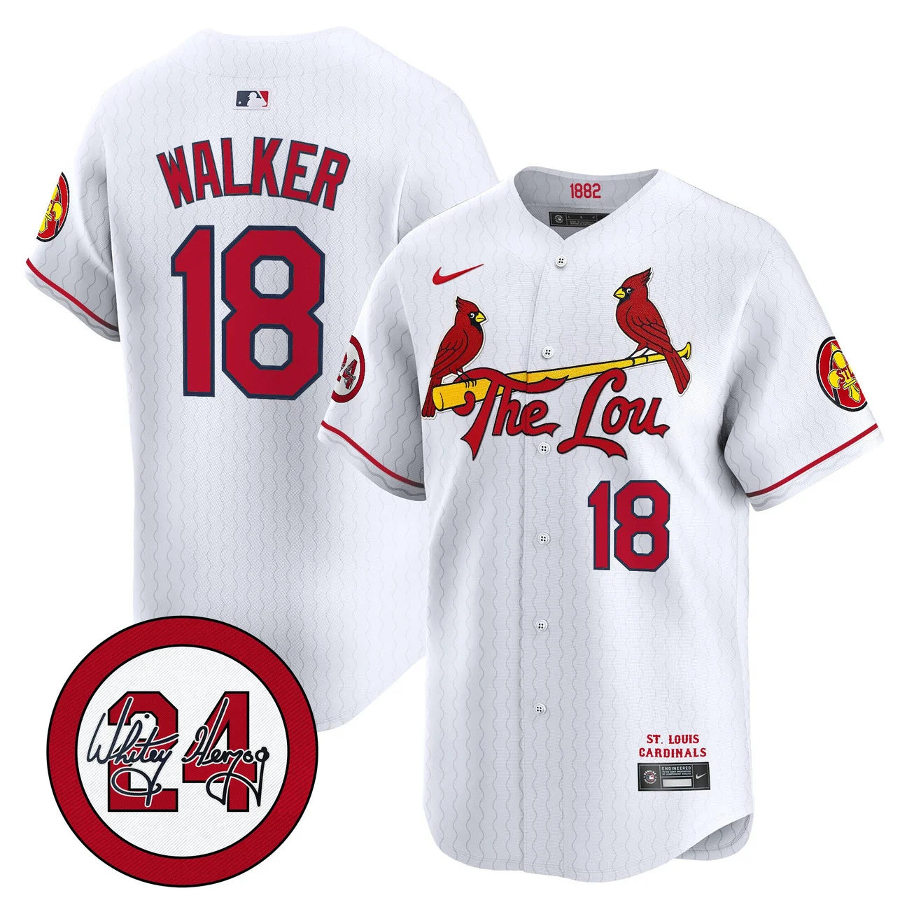 Men's St. Louis Cardinals Whitey Herzog Patch Vapor Premier Limited Jersey - All Stitched