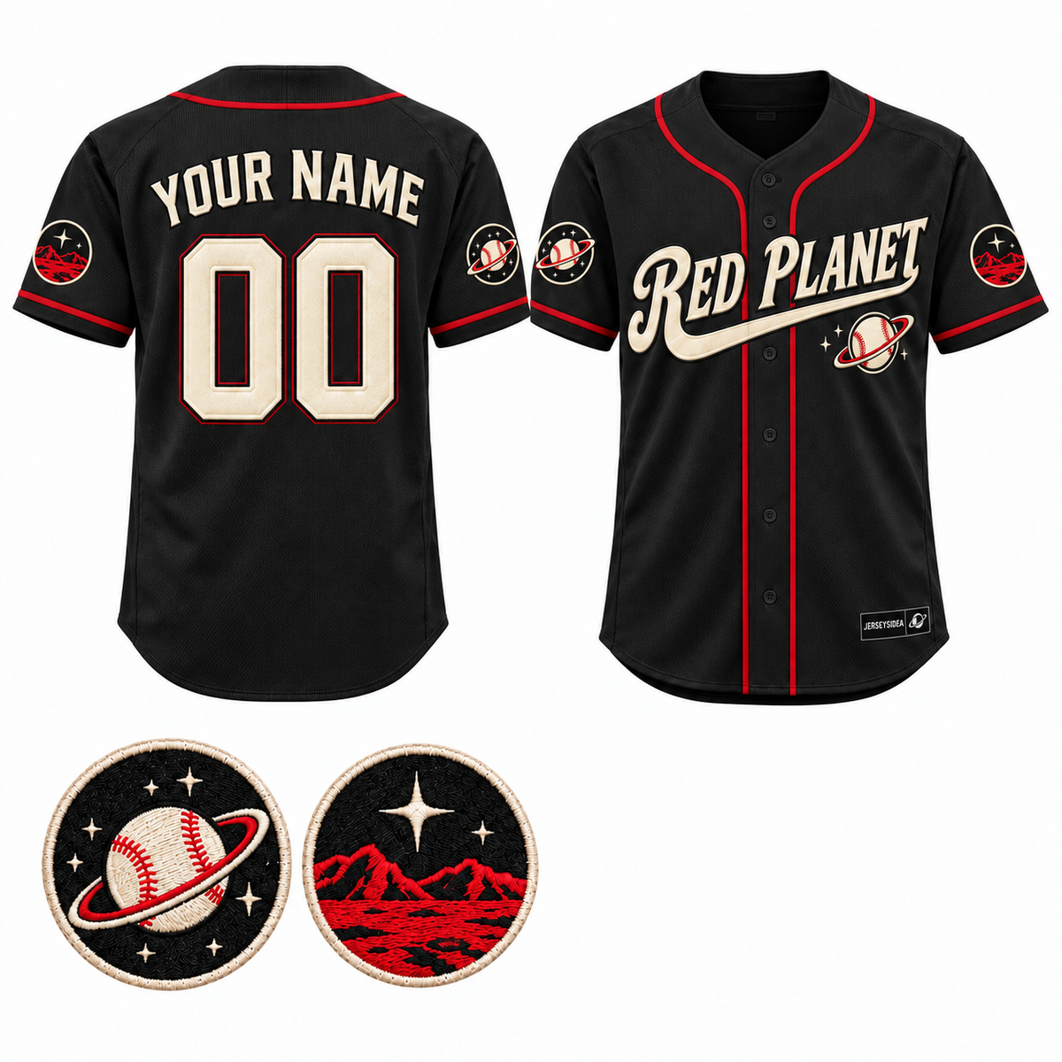 Red Planet Club Custom Baseball Jersey - All Stitched - Black product image