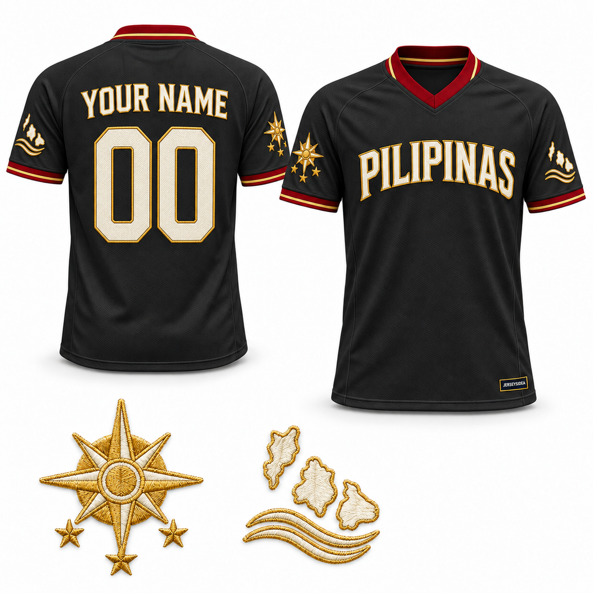 Pilipinas Island Compass Custom Soccer Jersey - All Stitched - Black product image