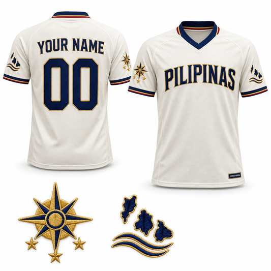 Pilipinas Island Compass Custom Soccer Jersey - All Stitched - Ivory product image