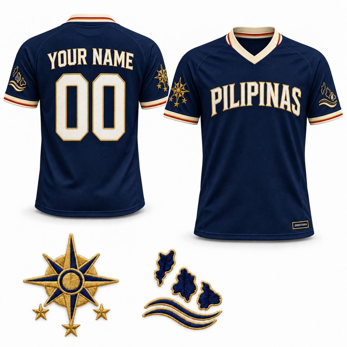Pilipinas Island Compass Custom Soccer Jersey - All Stitched - Navy product image