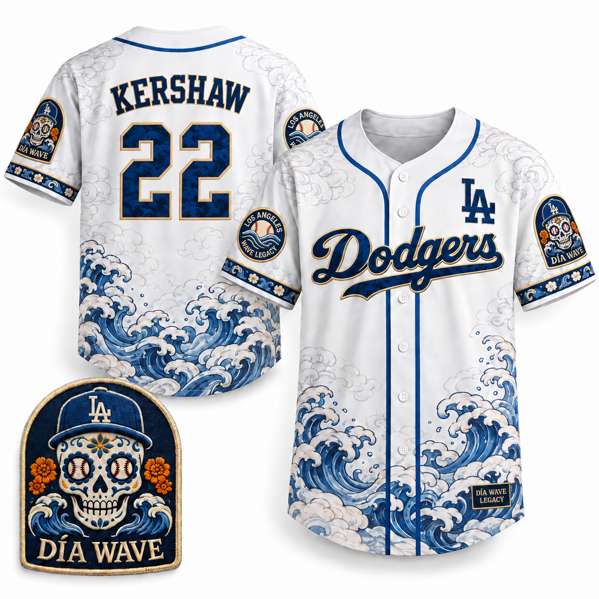 Los Angeles Día Wave Legacy Baseball Jersey - All Stitched