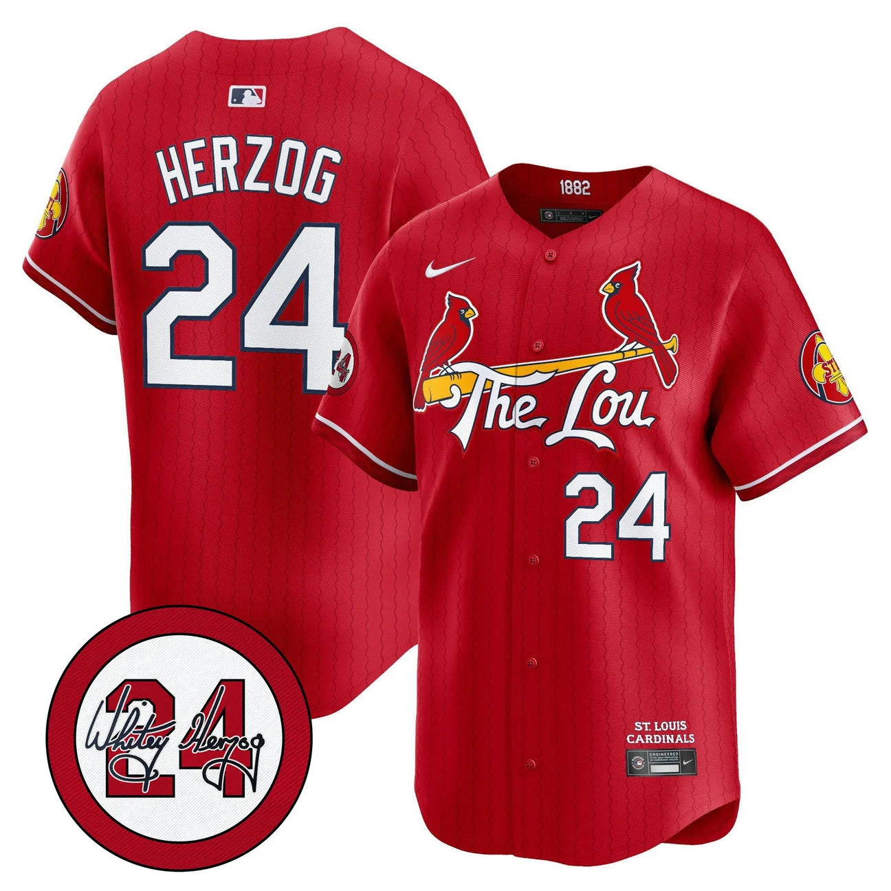 Men's St. Louis Cardinals Whitey Herzog Patch Vapor Premier Limited Jersey - All Stitched