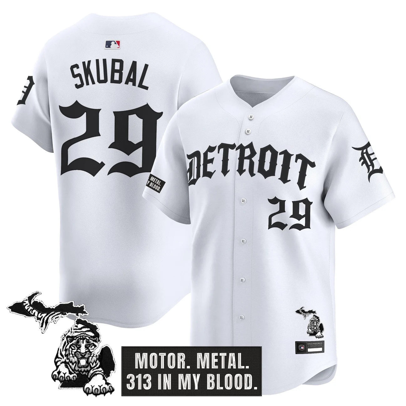 Jersey Vapor Premier de Edición Limitada 'Old English' de los Detroit Tigers para Hombre - Todo Bordado