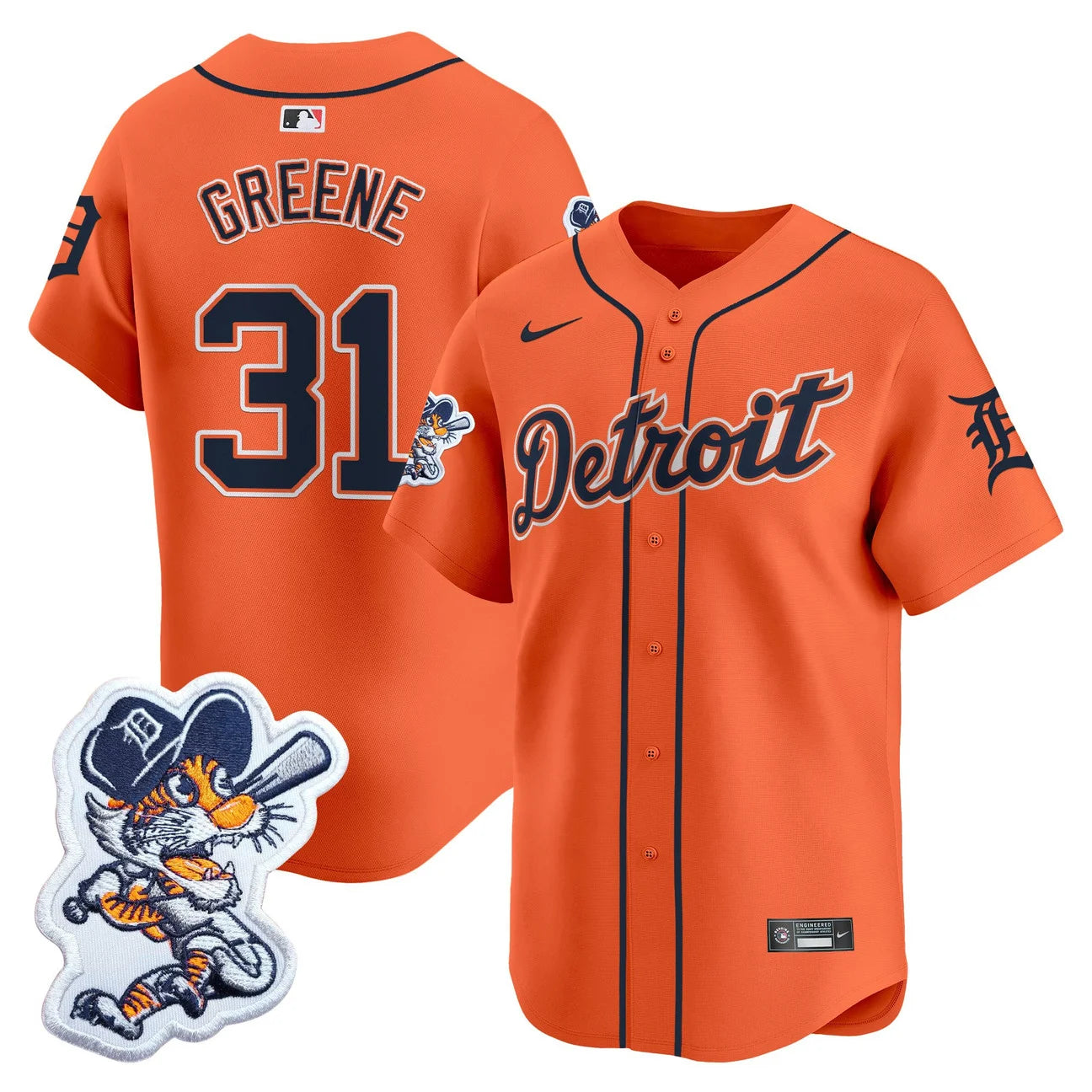 Detroit Tigers Paws Patch Vapor Premier Limited Custom Jersey - All Stitched