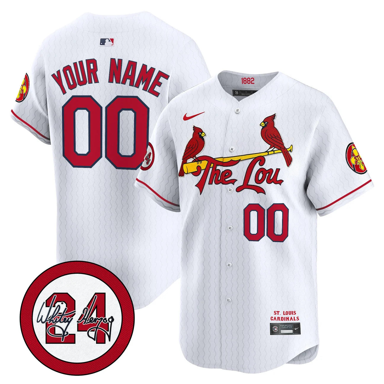 St. Louis Cardinals Whitey Herzog Patch Vapor Premier Limited Custom Jersey - All Stitched
