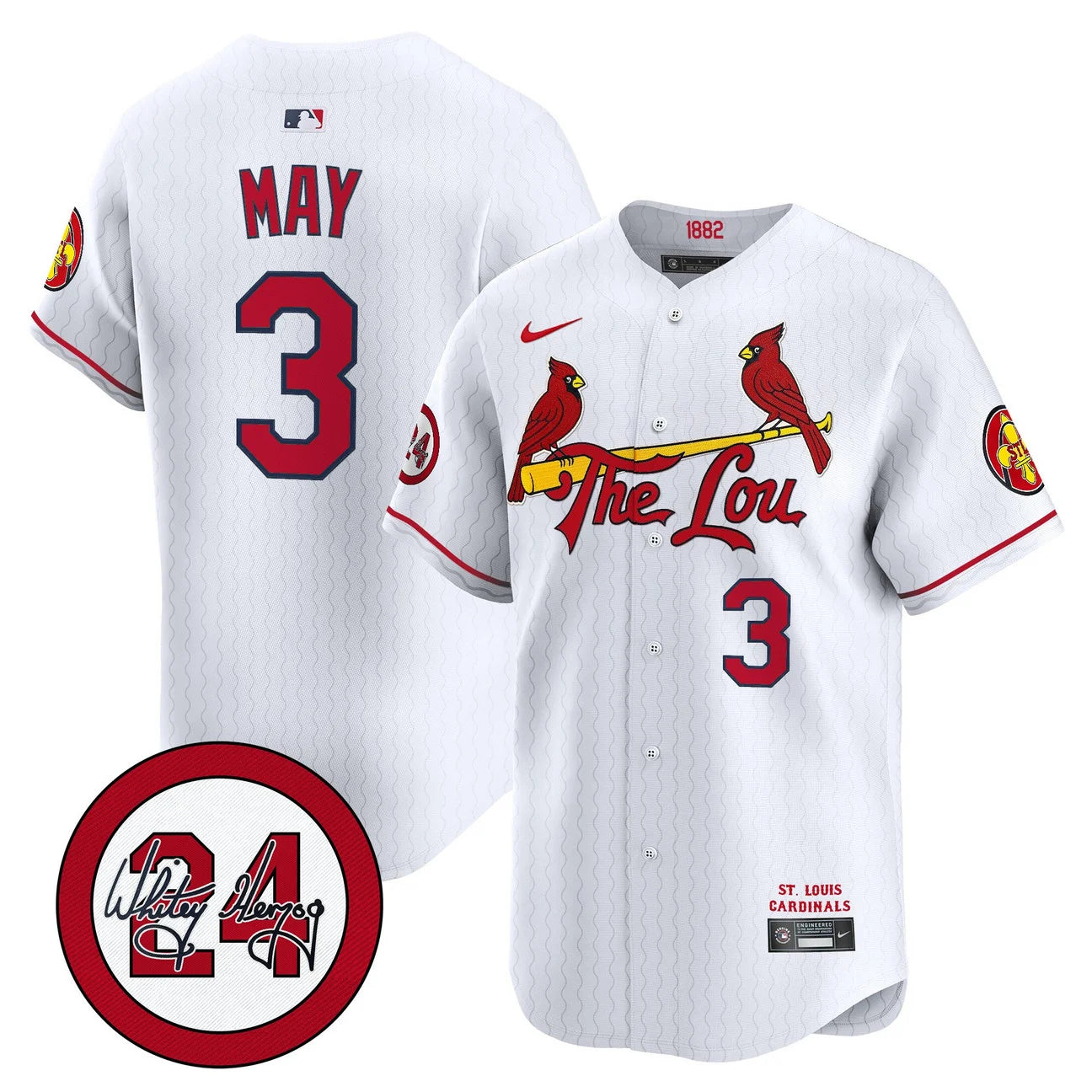 Men's St. Louis Cardinals Whitey Herzog Patch Vapor Premier Limited Jersey - All Stitched