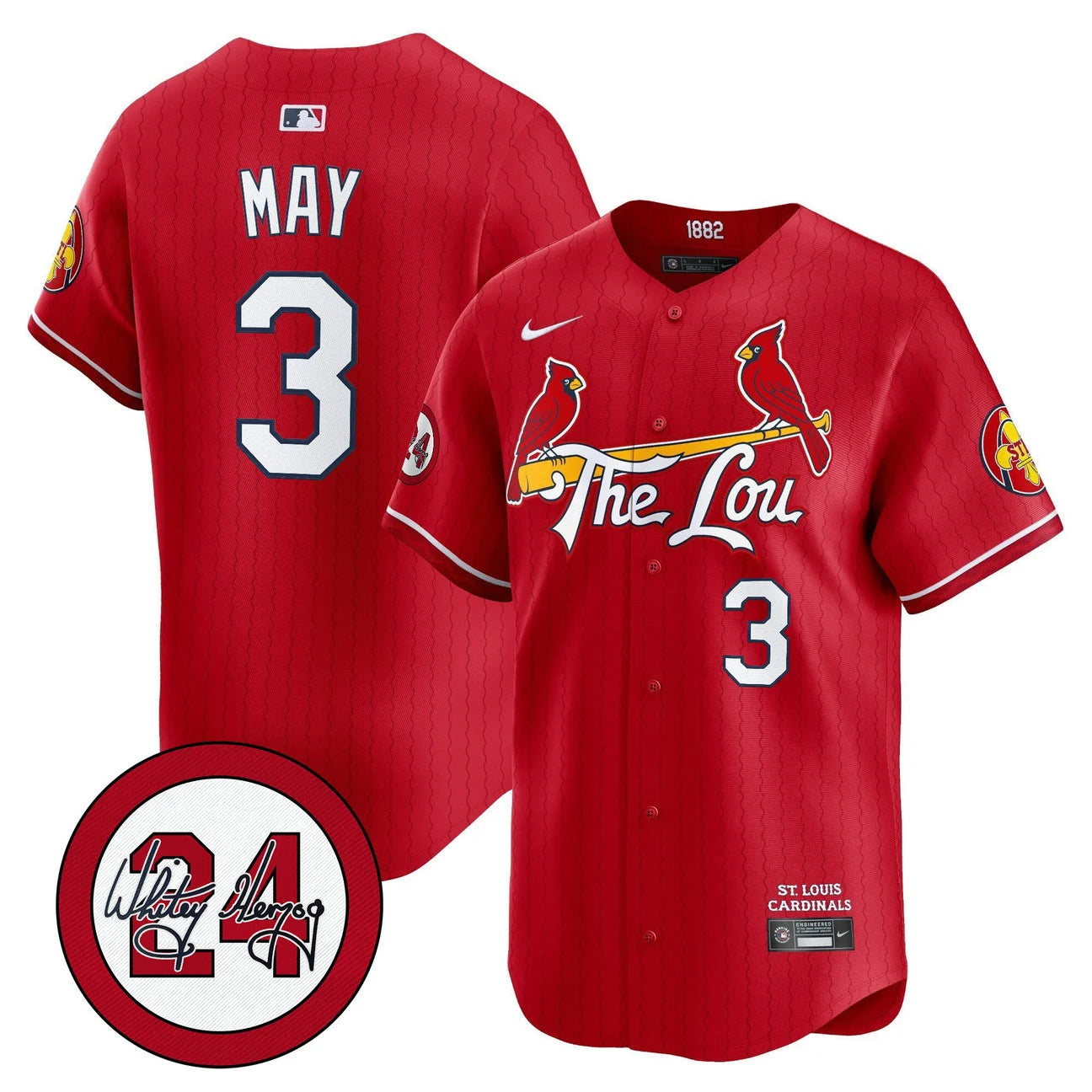 Men's St. Louis Cardinals Whitey Herzog Patch Vapor Premier Limited Jersey - All Stitched