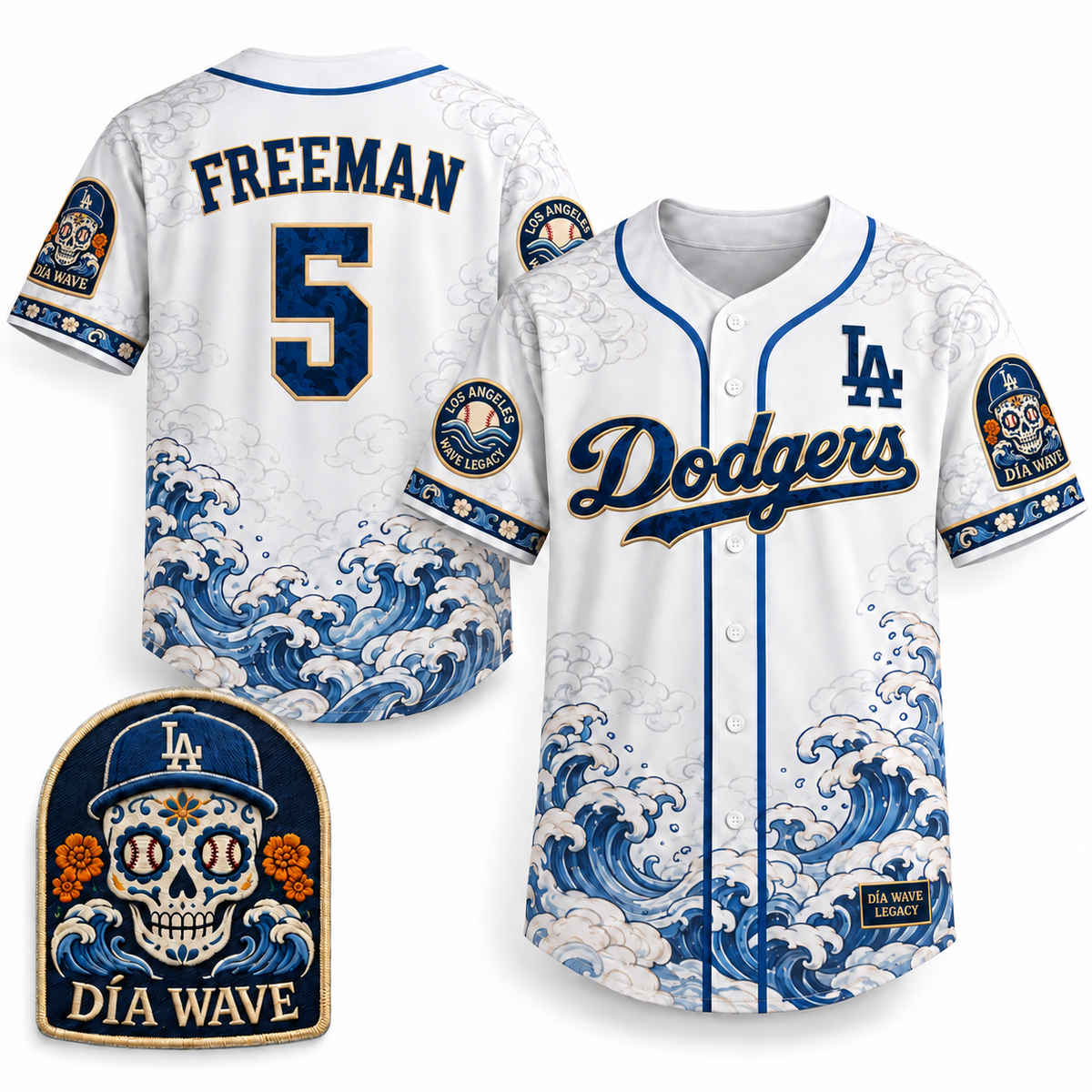 Los Angeles Día Wave Legacy Baseball Jersey - All Stitched